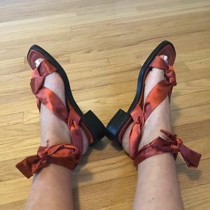 Zara rust colored tie-up sandals (size 38)